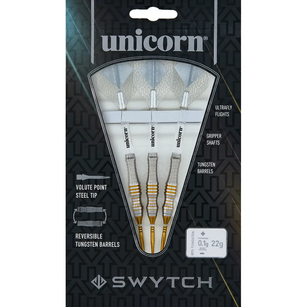 Unicorn Steeltip Swytch 80 Gold Package_DartShopZuerich_Dart4You.webp